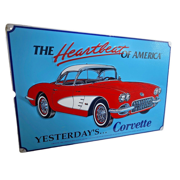 Corvette The Heartbeat of America Metal Sign Retro Man Cave Garage Decor Car - Picture 2 of 6